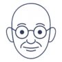 Minimalist line portrait of Mahatma Gandhi, representing the INFP personality type and its quiet strength in leadership and communication.