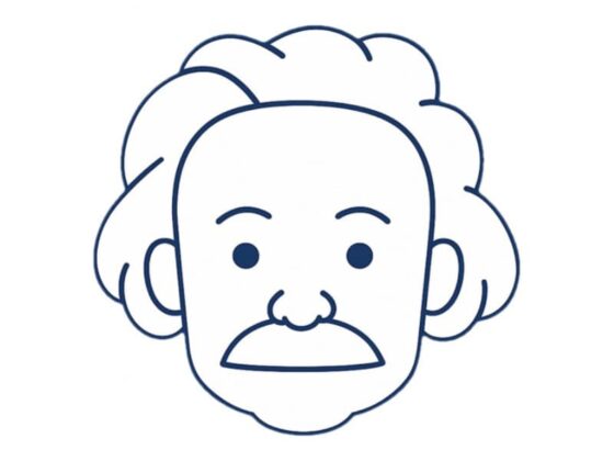 Minimalist line portrait of Albert Einstein, representing the INTP personality type and its application to analytical leadership.