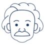 Minimalist line portrait of Albert Einstein, representing the INTP personality type and its application to analytical leadership.