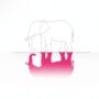 A minimalist illustration of a lightly outlined, nearly invisible elephant casting a prominent, bright pink shadow, representing the psychological paradox of thought suppression.