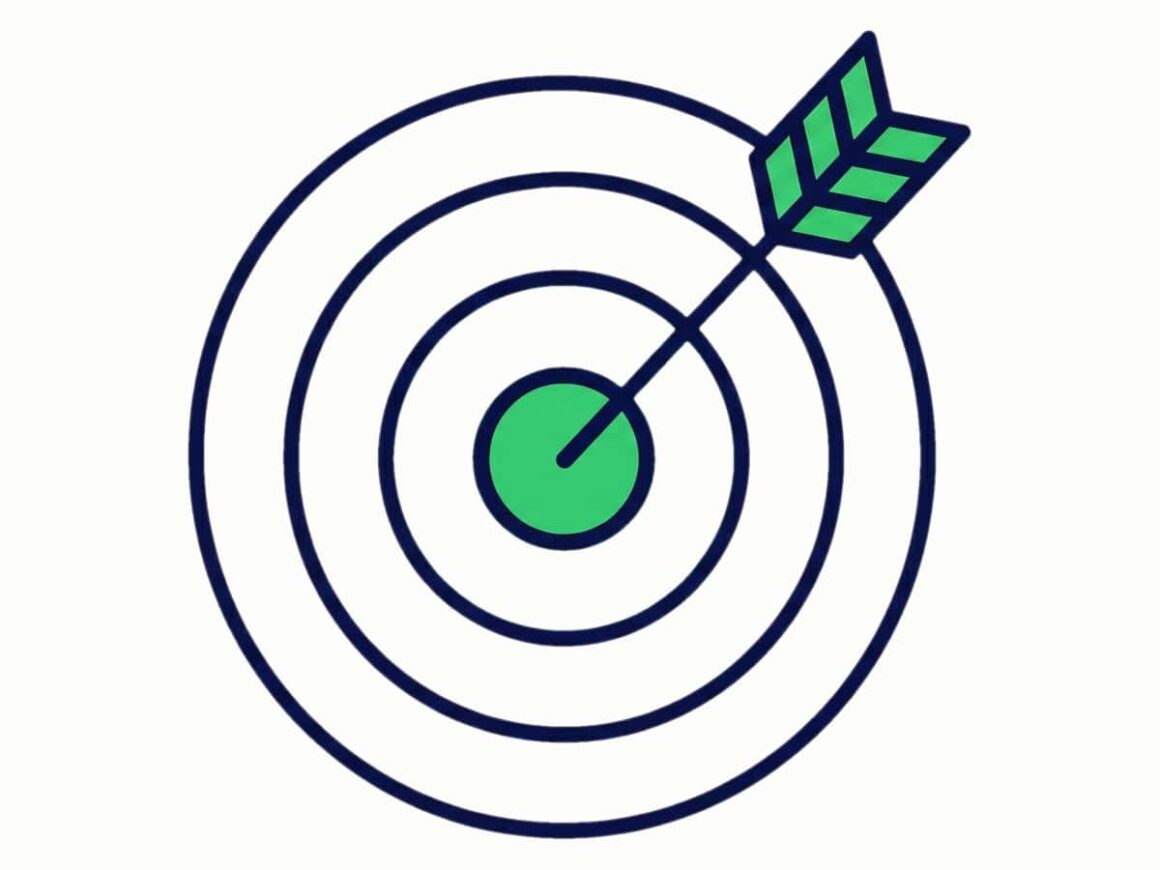 Minimalist navy blue and green target icon symbolizing precise negotiation language and definitive action.