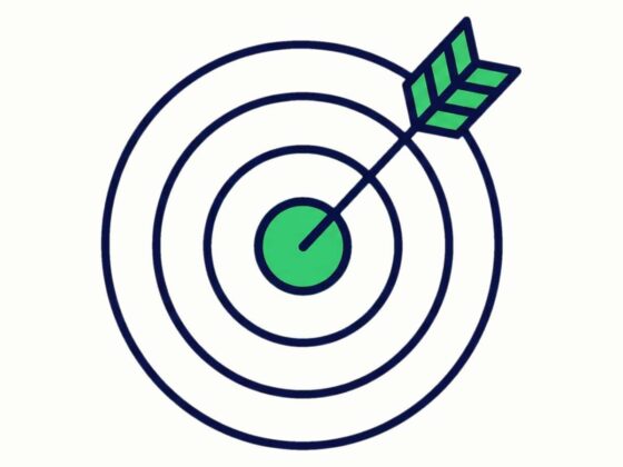Minimalist navy blue and green target icon symbolizing precise negotiation language and definitive action.